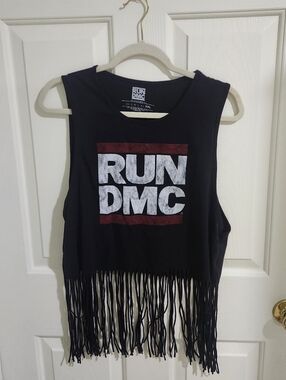 RUN DMC Black Fringe Tank Top